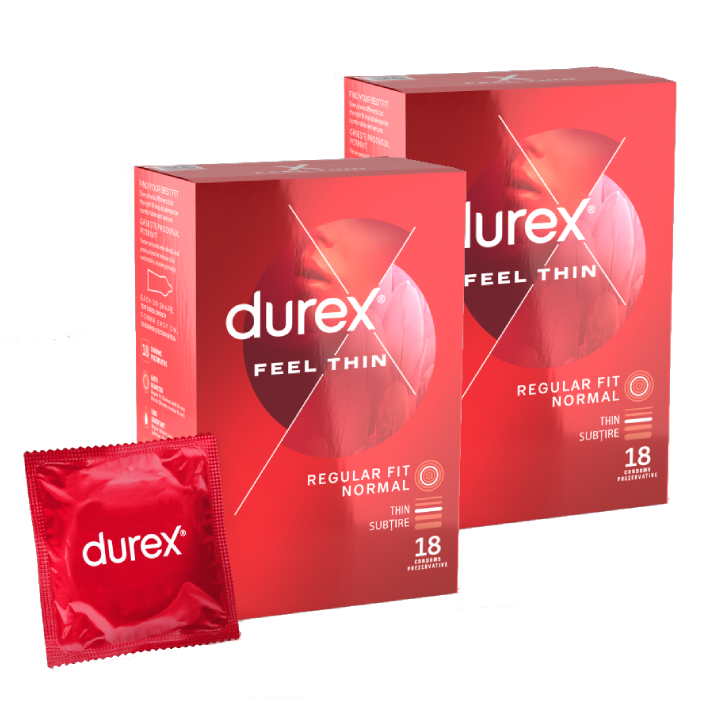 Pachet Prezervative Durex Feel Thin 2x18, 36 bucati 